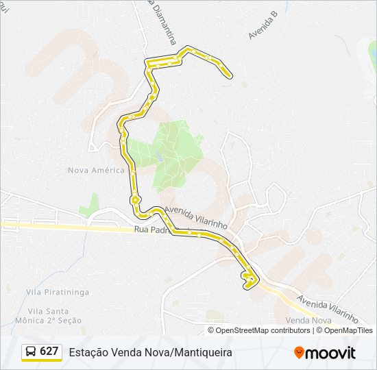 Mapa da linha 627 de ônibus