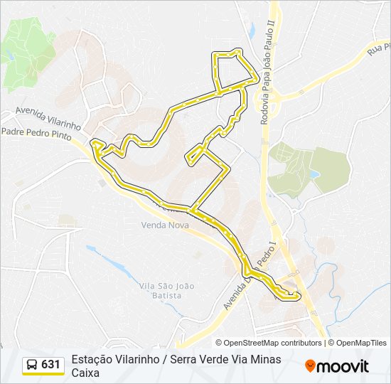 Mapa da linha 631 de ônibus