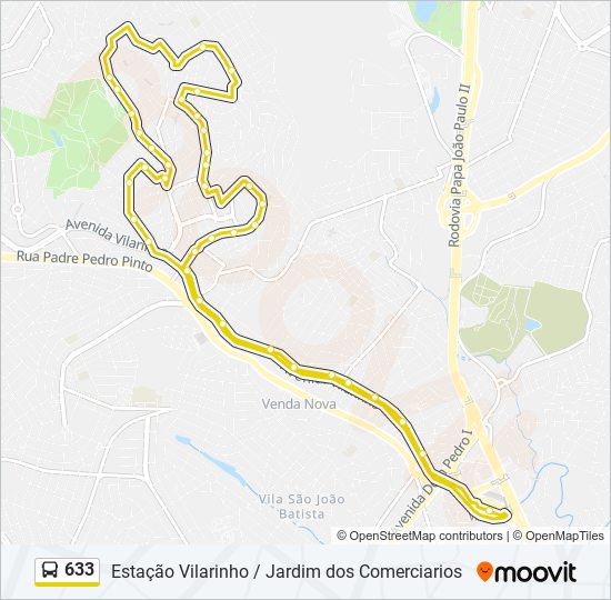 Mapa de 633 de autobús