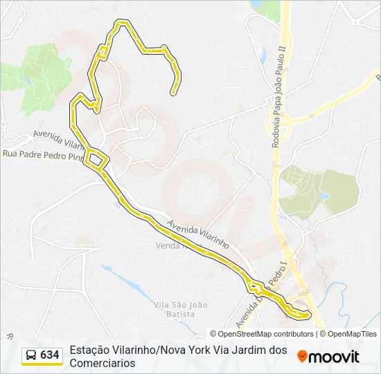 634 Bus Line Map