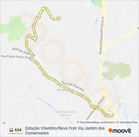 634 bus Line Map