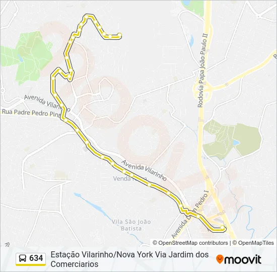634 Bus Line Map