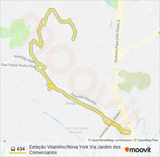 634 Bus Line Map