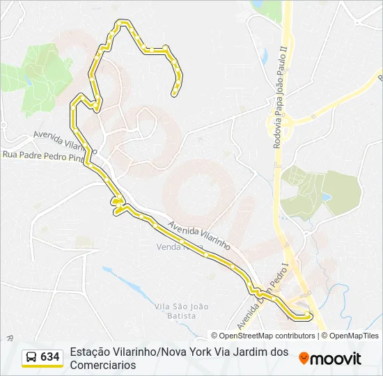 634 Bus Line Map