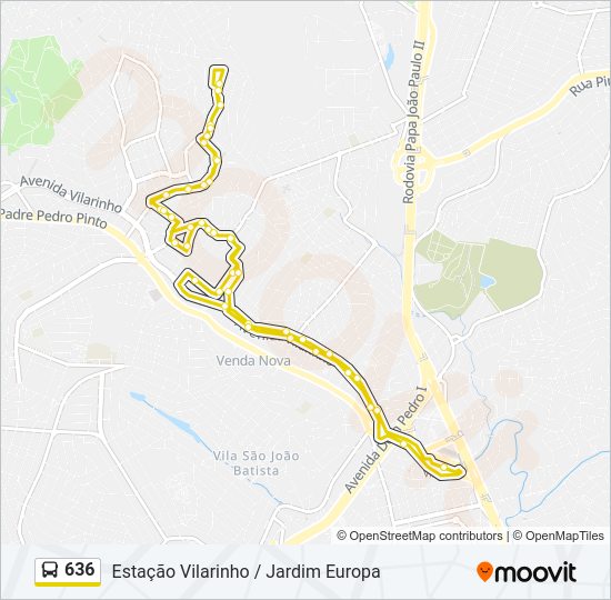 Mapa da linha 636 de ônibus