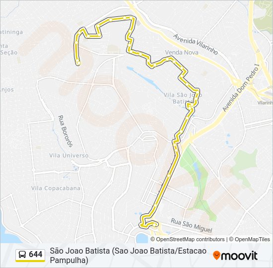 Mapa da linha 644 de ônibus