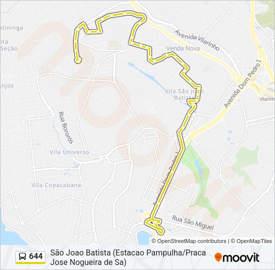 Mapa da linha 644 de ônibus