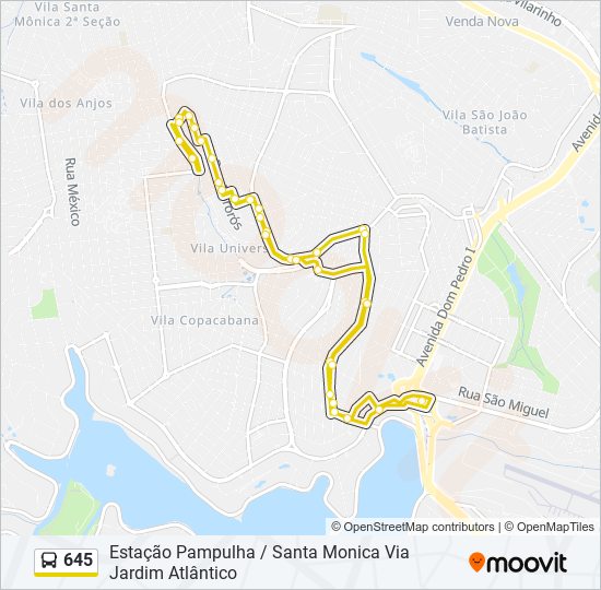 Mapa de 645 de autobús