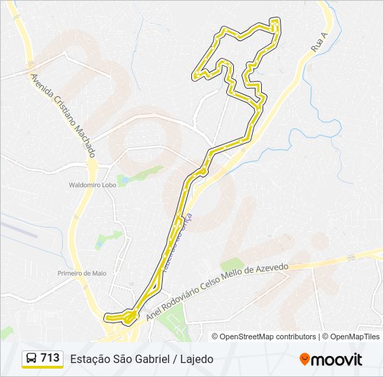 Mapa da linha 713 de ônibus