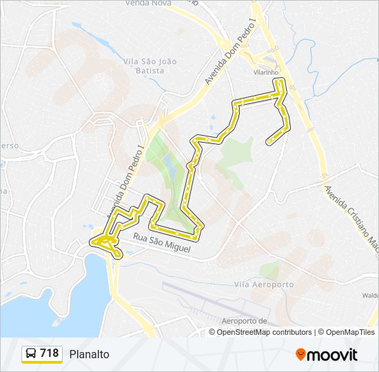 Mapa da linha 718 de ônibus
