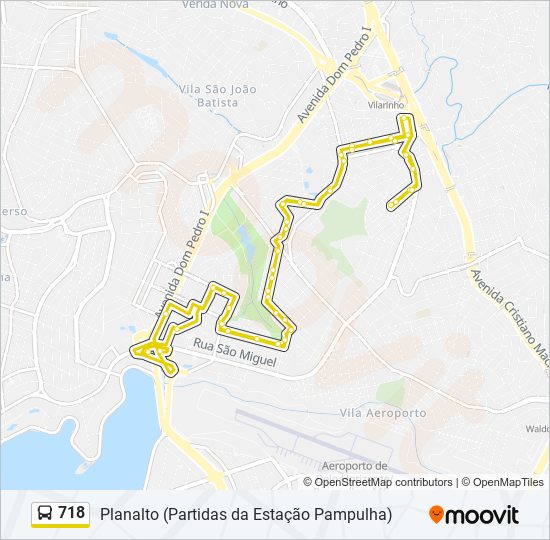 Mapa da linha 718 de ônibus