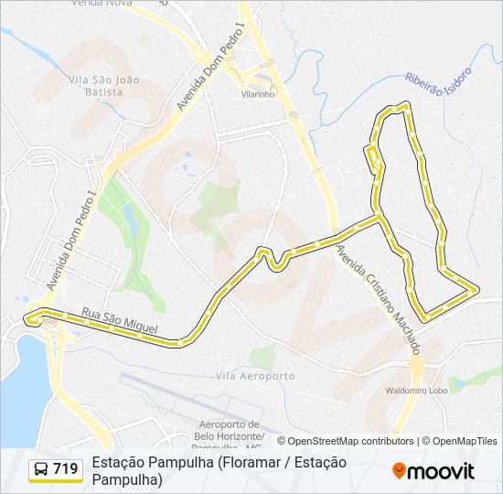 Mapa da linha 719 de ônibus