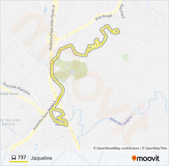 Mapa da linha 737 de ônibus