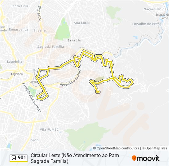 Mapa de 901 de autobús