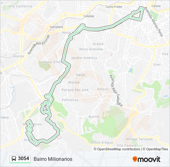 Mapa de 3054 de autobús