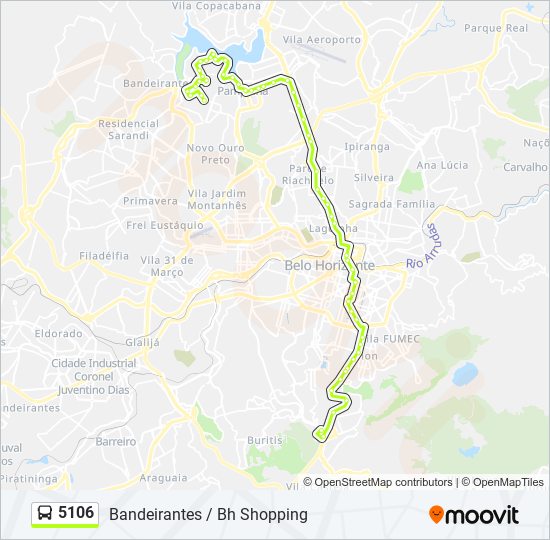 Mapa da linha 5106 de ônibus