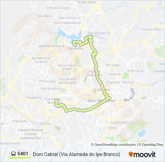 Mapa da linha 5401 de ônibus