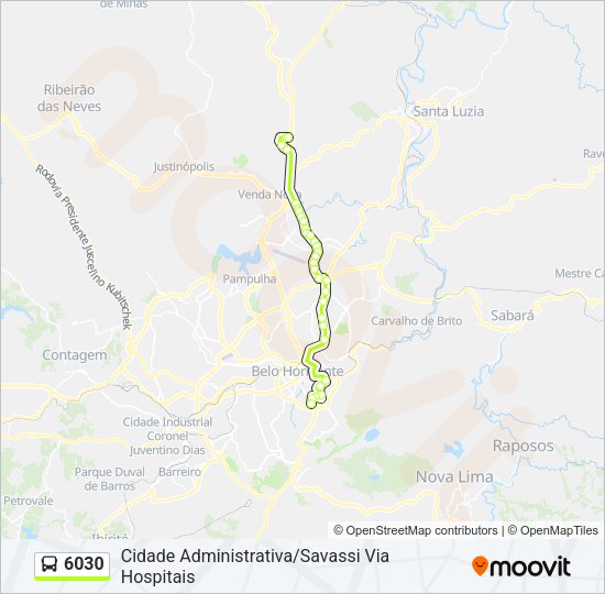 Mapa da linha 6030 de ônibus