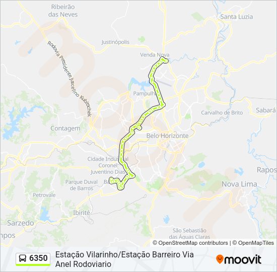 Mapa da linha 6350 de ônibus