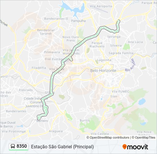 Mapa da linha 8350 de ônibus