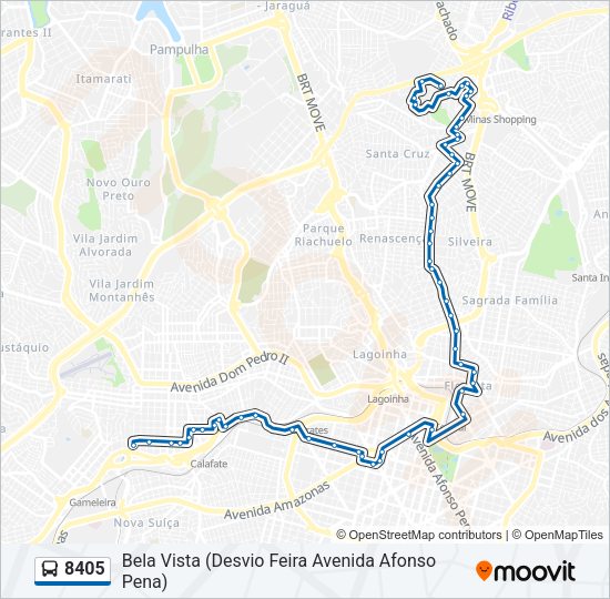 Mapa da linha 8405 de ônibus