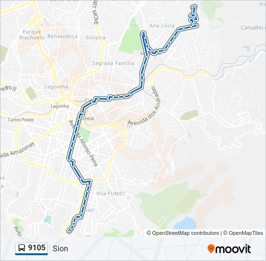 Mapa de 9105 de autobús