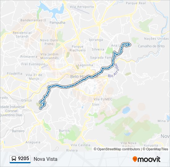 Mapa de 9205 de autobús