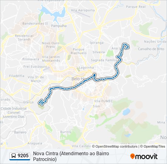 Mapa de 9205 de autobús