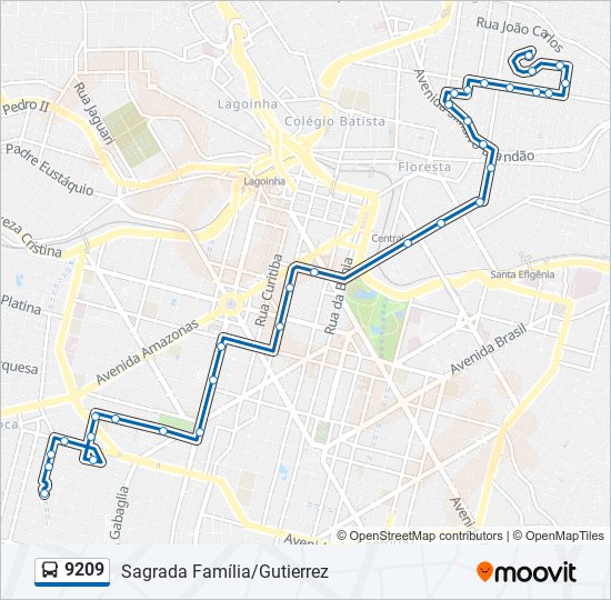 Mapa da linha 9209 de ônibus