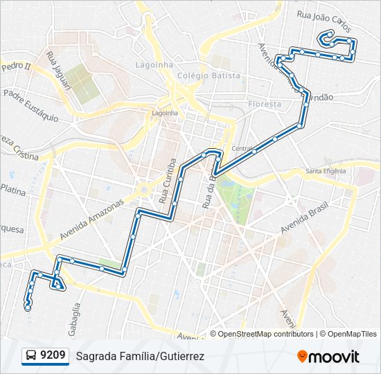 Mapa da linha 9209 de ônibus