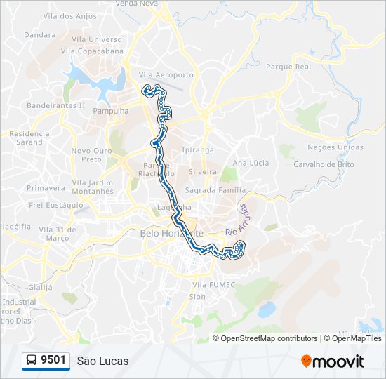 Mapa da linha 9501 de ônibus