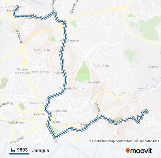 Mapa da linha 9503 de ônibus