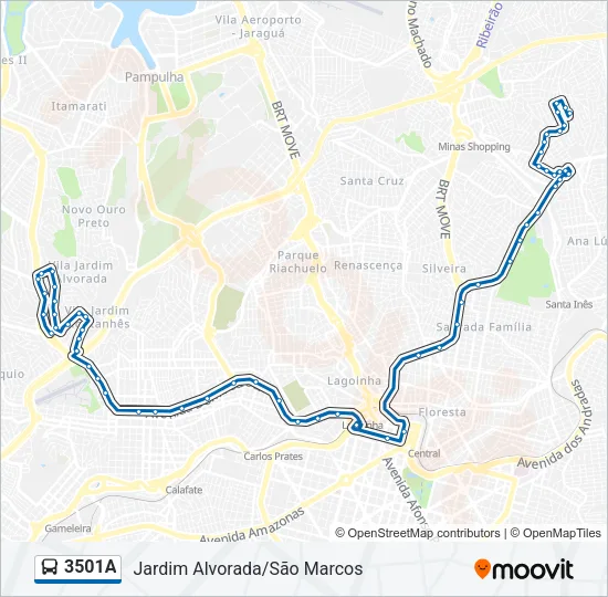 3501A Bus Line Map