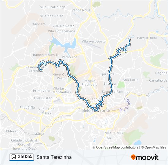 Mapa da linha 3503A de ônibus