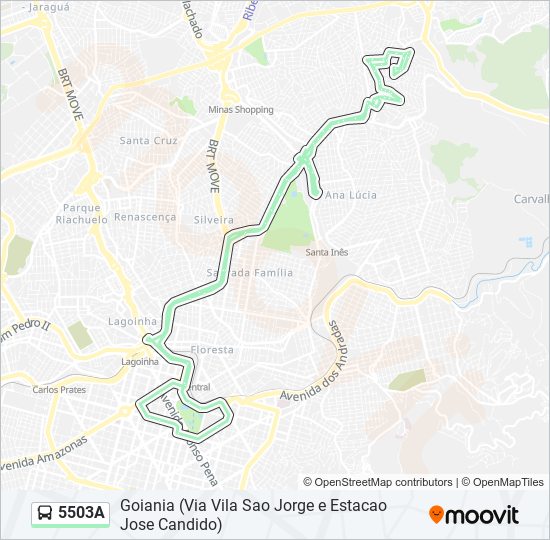 Mapa da linha 5503A de ônibus