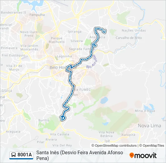 8001A Bus Line Map