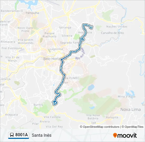8001A Bus Line Map