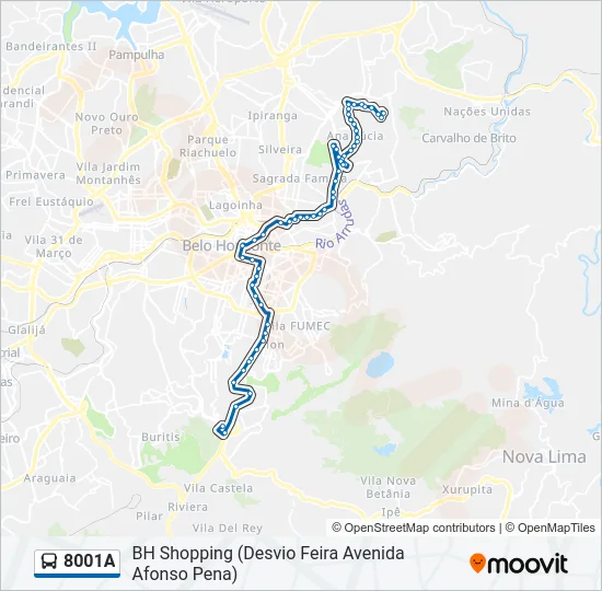8001A Bus Line Map