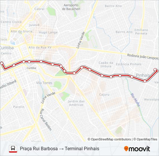 Mapa de C01 PINHAIS / RUI BARBOSA de autobús