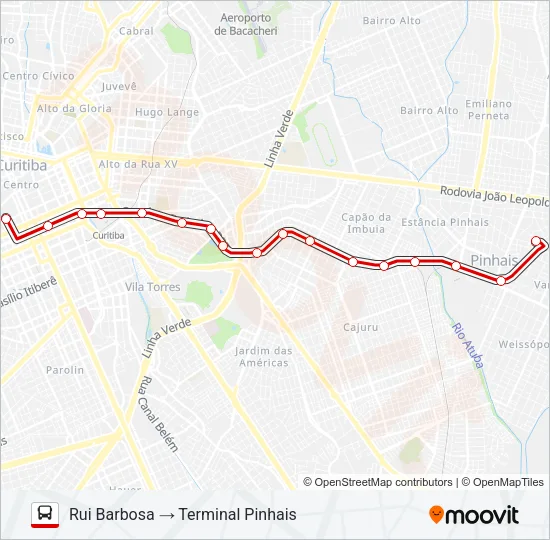 C01 PINHAIS / RUI BARBOSA Bus Line Map