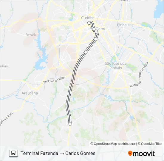 F02 FAZENDA RIO GRANDE / CURITIBA Bus Line Map