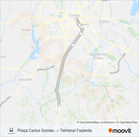 F02 FAZENDA RIO GRANDE / CURITIBA bus Line Map