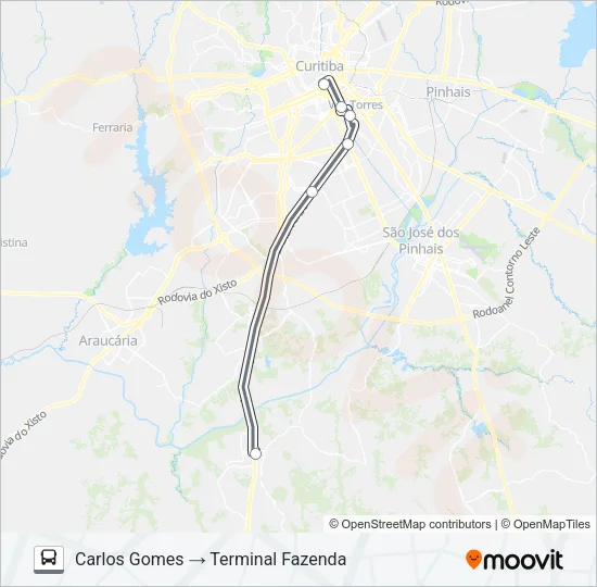 F02 FAZENDA RIO GRANDE / CURITIBA Bus Line Map