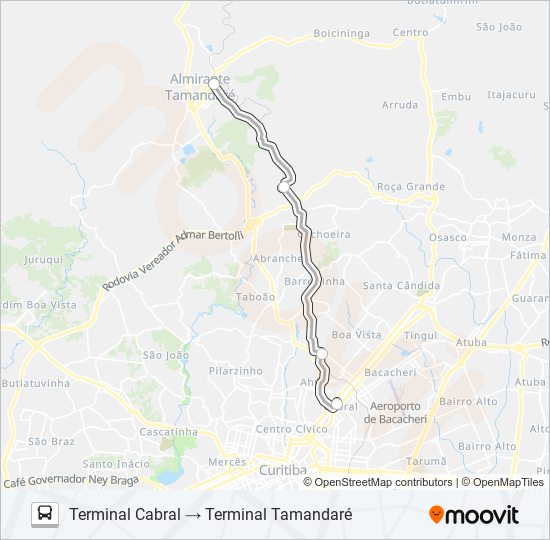A04 TAMANDARÉ / CABRAL (LINHA DIRETA) bus Line Map
