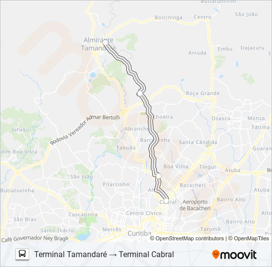 A04 TAMANDARÉ / CABRAL (LINHA DIRETA) bus Line Map