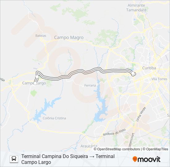 Mapa de J02 CAMPO LARGO / CAMPINA DO SIQUEIRA de autobús