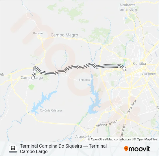 J02 CAMPO LARGO / CAMPINA DO SIQUEIRA Bus Line Map
