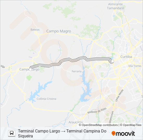 Mapa de J02 CAMPO LARGO / CAMPINA DO SIQUEIRA de autobús