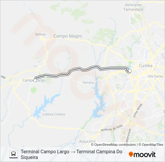 J02 CAMPO LARGO / CAMPINA DO SIQUEIRA Bus Line Map