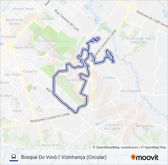 Mapa da linha 600 VIZINHANÇA 1 de ônibus